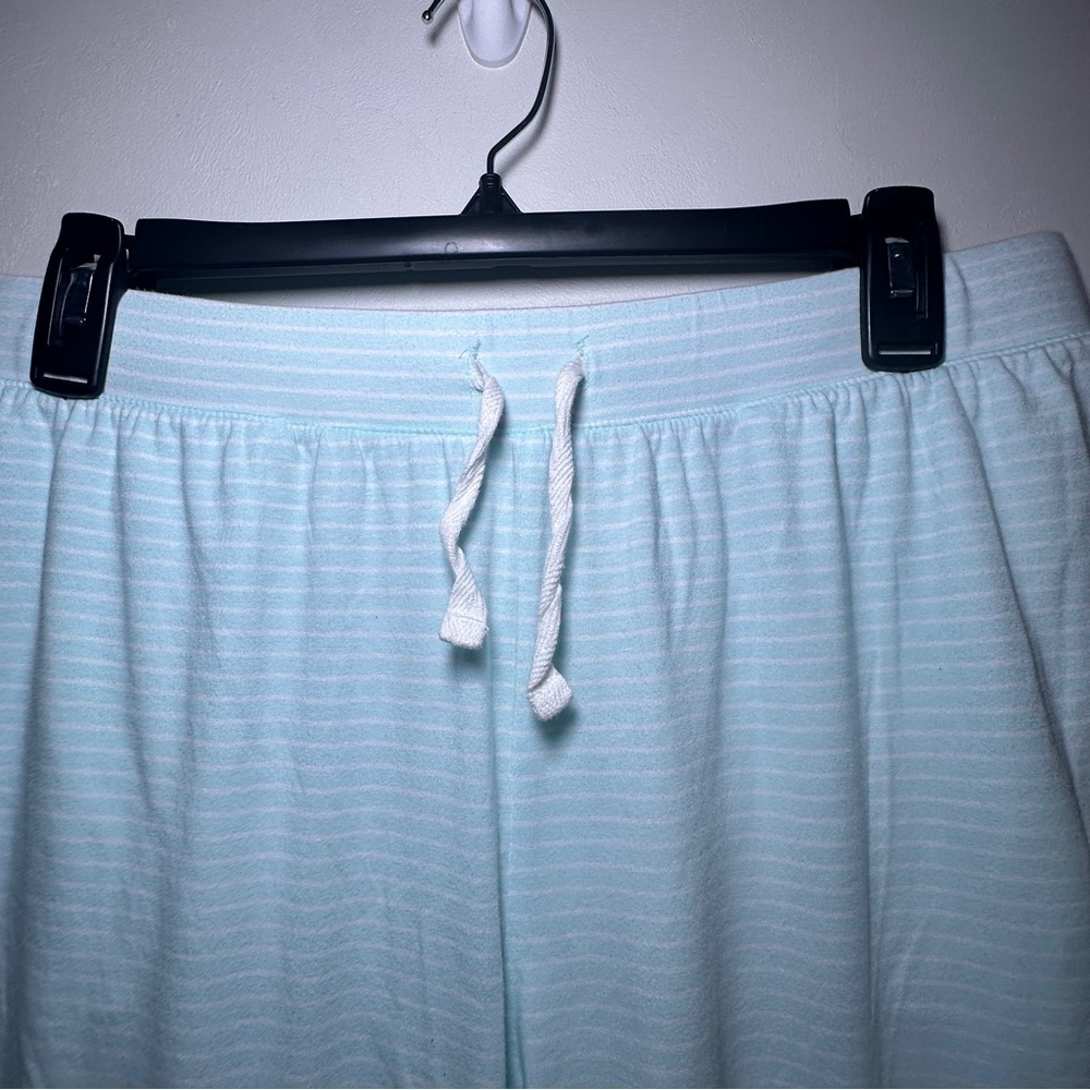Sonoma Pajama 2 Piece Set Blue Top and Striped Jogger Bottoms Top-M Bottoms-L - Picture 8 of 9